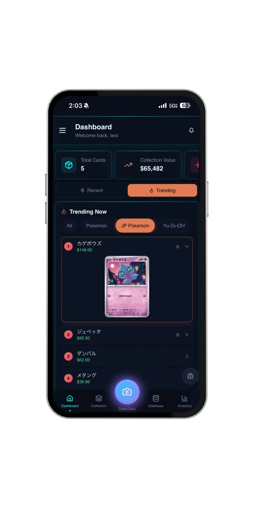 Trending cards preview